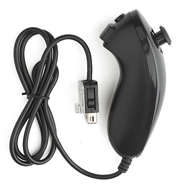 Black Nunchuk controller for Nintendo Wii, featuring an analog stick, C and Z buttons, and a connecting cable. - Image 2