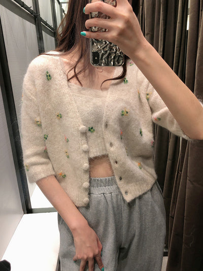 Cardigan Tejido Cuello V - Suéter Versátil y Elegante