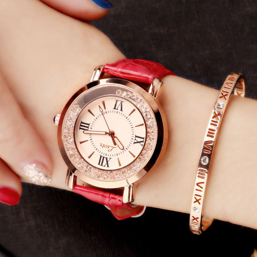 Reloj de Mujer Diamante Agua Fluida Diseño Británico Correa Moda Estudiante - Image 2