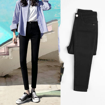 Pantalones Vaqueros Cintura Alta para Mujer - Ajuste Ceñido, Largo Capri, Negro