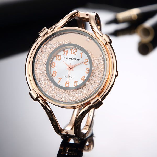 Reloj Pulsera de Moda para Dama - Acero Inoxidable con Diamantes