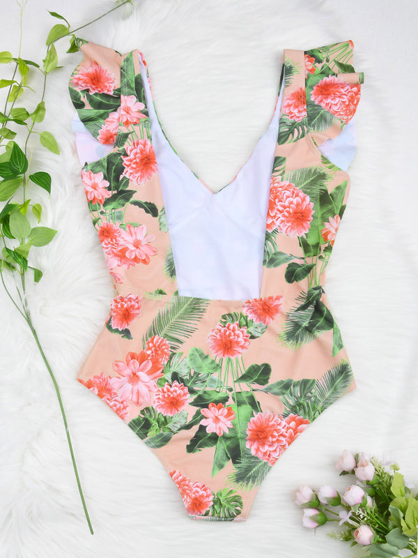 Traje de Baño Enterizo Escote Profundo Sexy para Mujer