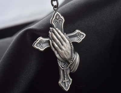 Collar Cruz de Plata Vintage para Hombre y Mujer - Dije de Oración Clásico Artesanal - Image 8