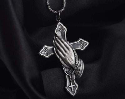 Collar Cruz de Plata Vintage para Hombre y Mujer - Dije de Oración Clásico Artesanal - Image 7