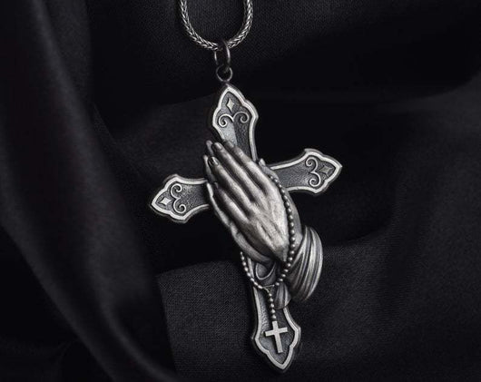 Collar Cruz de Plata Vintage para Hombre y Mujer - Dije de Oración Clásico Artesanal - Image 7
