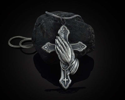 Collar Cruz de Plata Vintage para Hombre y Mujer - Dije de Oración Clásico Artesanal - Image 9