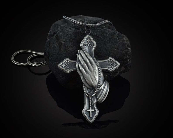 Collar Cruz de Plata Vintage para Hombre y Mujer - Dije de Oración Clásico Artesanal - Image 4