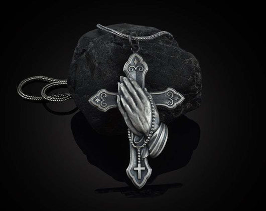 Collar Cruz de Plata Vintage para Hombre y Mujer - Dije de Oración Clásico Artesanal - Image 4