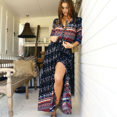 Vestido Playero Bohemio Estampado para Mujer