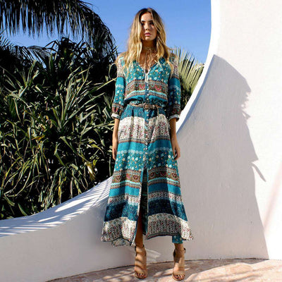 Vestido Playero Bohemio Estampado para Mujer - Image 2