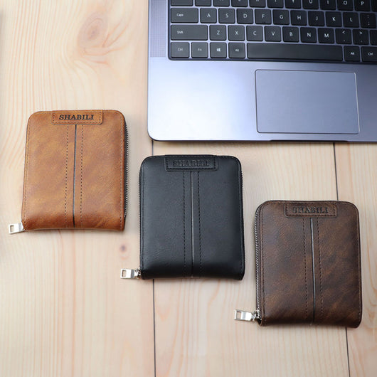 Billetera Corta para Hombre de Cuero, Diseño Clásico Horizontal con Cierre, Gran Capacidad Multi-Tarjetas - Image 11