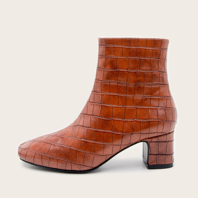 Botas Martin Cuadradas de Tacón Grueso y Cuadro Escocés - Colección Invierno Europa - Image 5