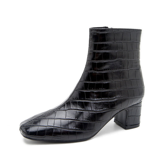 Botas Martin Cuadradas de Tacón Grueso y Cuadro Escocés - Colección Invierno Europa