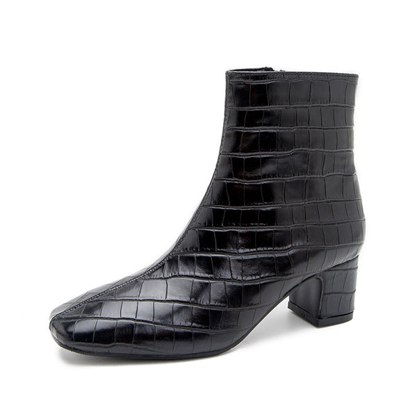 Botas Martin Cuadradas de Tacón Grueso y Cuadro Escocés - Colección Invierno Europa