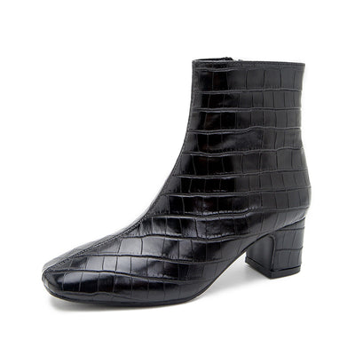 Botas Martin Cuadradas de Tacón Grueso y Cuadro Escocés - Colección Invierno Europa