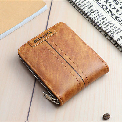 Billetera Corta para Hombre de Cuero, Diseño Clásico Horizontal con Cierre, Gran Capacidad Multi-Tarjetas - Image 2