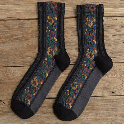 Calcetines Retro de Algodón con Patrón Lino para Mujer - Image 15