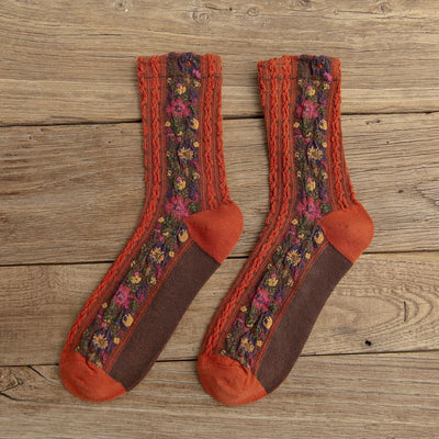 Calcetines Retro de Algodón con Patrón Lino para Mujer - Image 16