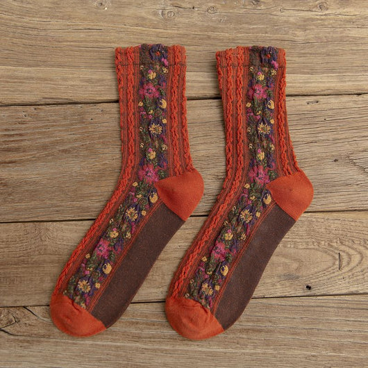 Calcetines Retro de Algodón con Patrón Lino para Mujer - Image 16