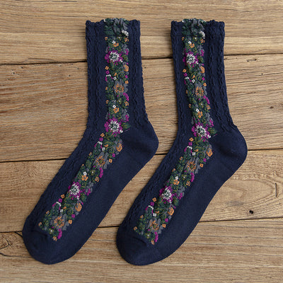 Calcetines Retro de Algodón con Patrón Lino para Mujer - Image 4
