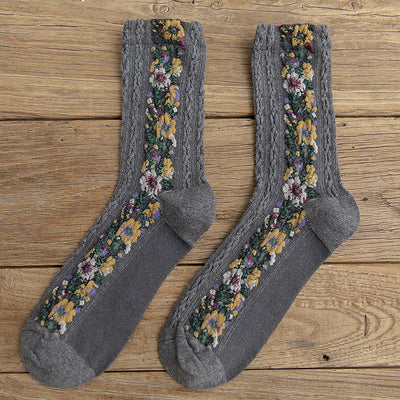 Calcetines Retro de Algodón con Patrón Lino para Mujer - Image 6