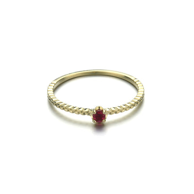 Anillo de Oro 9K con Espiga de Trigo y Rubí Natural - Diseño Minimalista - Image 10