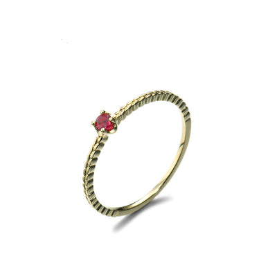 Anillo de Oro 9K con Espiga de Trigo y Rubí Natural - Diseño Minimalista - Image 7