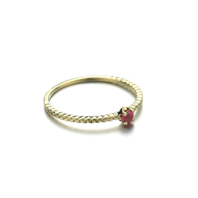 Anillo de Oro 9K con Espiga de Trigo y Rubí Natural - Diseño Minimalista - Image 8