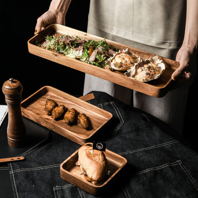 Plato de Madera Estilo Occidental para Desayuno y Frutas