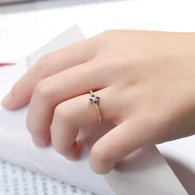 Anillo de Trébol de Cuatro Hojas Zafiro Ran - Image 7