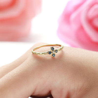 Anillo de Trébol de Cuatro Hojas Zafiro Ran - Image 9