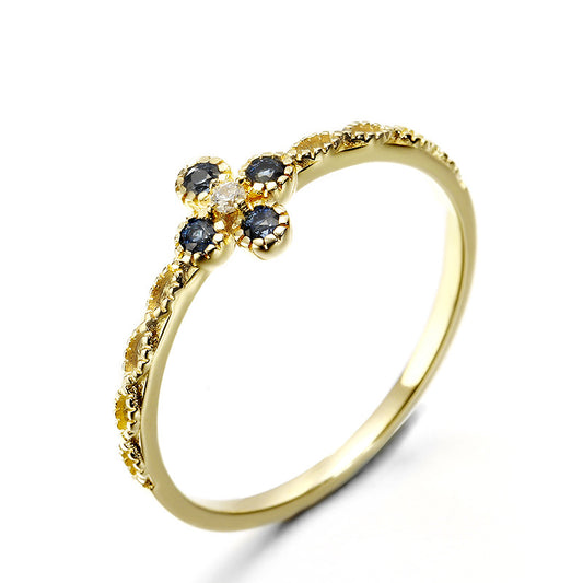 Anillo de Trébol de Cuatro Hojas Zafiro Ran