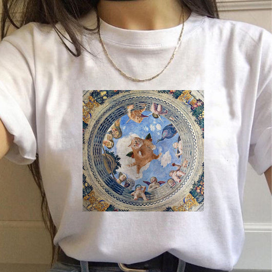 Playera Gráfica Harajuku para Mujer - Estilo Gato Urbano Manga Corta - Image 23