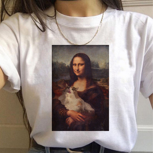 Playera Gráfica Harajuku para Mujer - Estilo Gato Urbano Manga Corta - Image 28