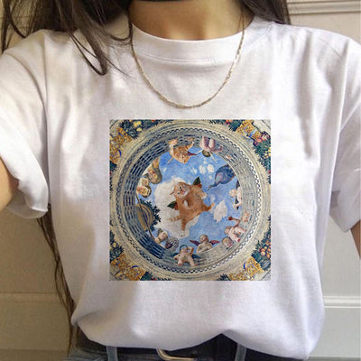 Playera Gráfica Harajuku para Mujer - Estilo Gato Urbano Manga Corta - Image 7