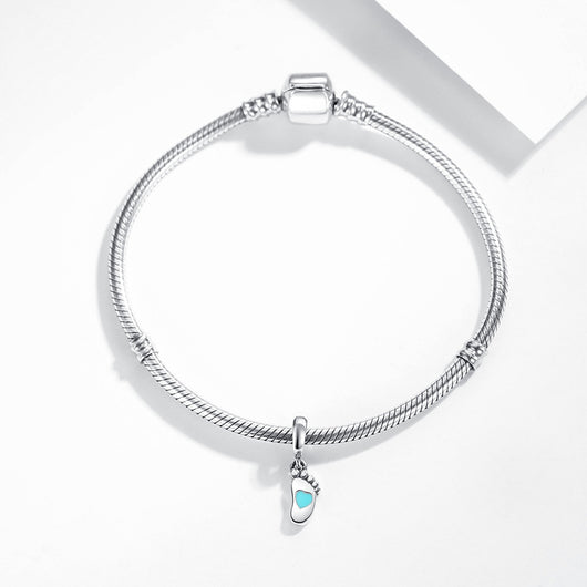 Dije de Plata Esterlina con Huellitas de Bebé - Charm DIY Corazón Azul - Image 11