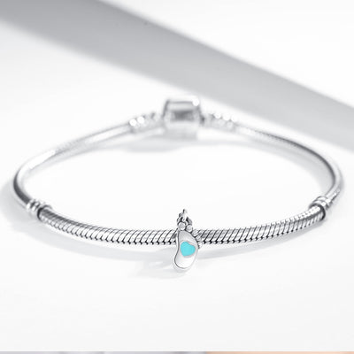 Dije de Plata Esterlina con Huellitas de Bebé - Charm DIY Corazón Azul - Image 3