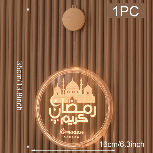 Cortina LED Eid Mubarak Luna y Estrella - Guirnalda Navideña Decorativa