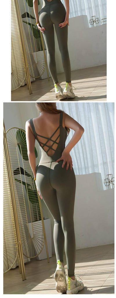Traje de Yoga Integral Pomelo con Espalda Descubierta - Diseño Adelgazante para Entrenamiento y Danza - Image 3