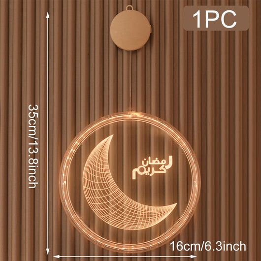 Cortina LED Eid Mubarak Luna y Estrella - Guirnalda Navideña Decorativa - Image 25