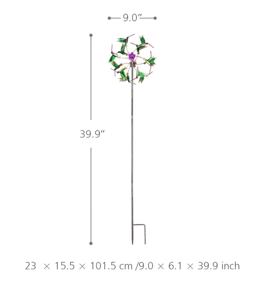 Molino de Viento Decorativo Girasol y Colibrí para Jardín - Image 7