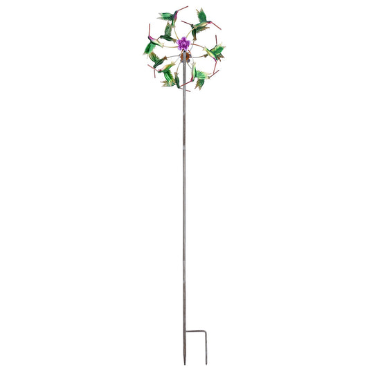 Molino de Viento Decorativo Girasol y Colibrí para Jardín