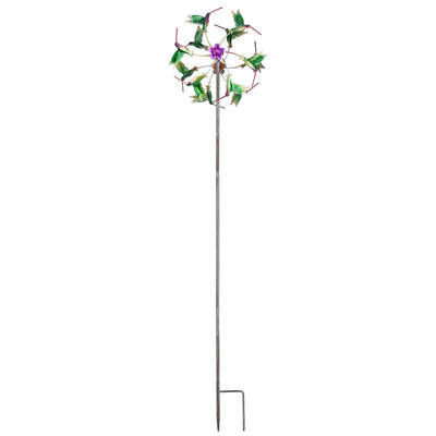 Molino de Viento Decorativo Girasol y Colibrí para Jardín
