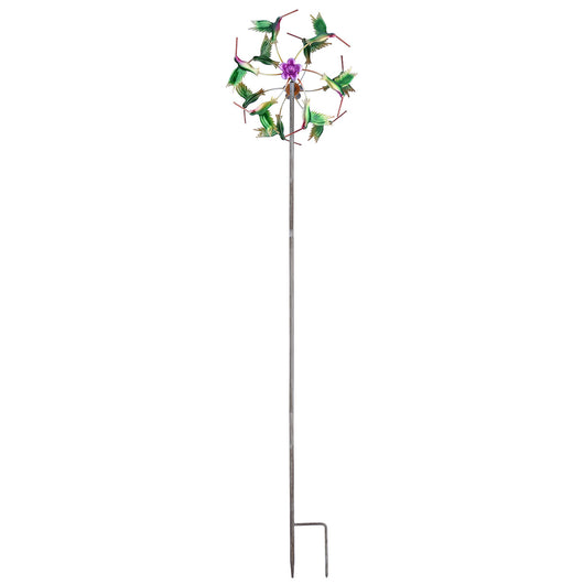 Molino de Viento Decorativo Girasol y Colibrí para Jardín