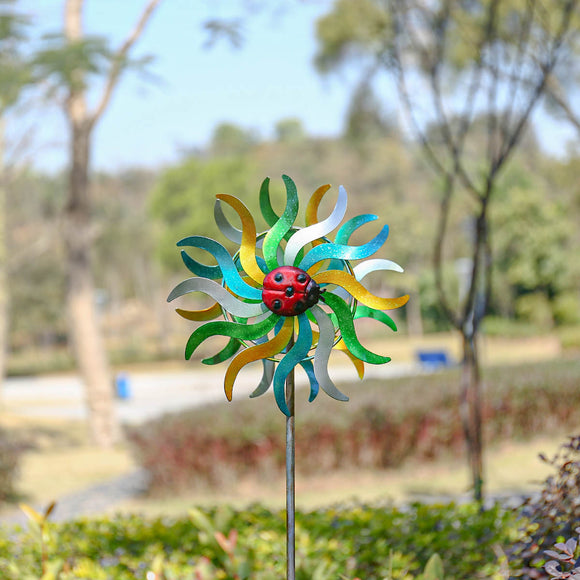 Molino de Viento Decorativo Girasol y Colibrí para Jardín