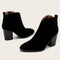 Botines de Gamuza con Tacón Grueso - Estilo Europeo Moderno para Mujer