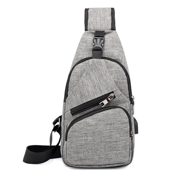 Mochila Bandolera Hombre Canvas con Carga USB - Bolsa Crossbody Deportiva