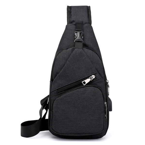 Mochila Bandolera Hombre Canvas con Carga USB - Bolsa Crossbody Deportiva