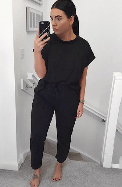 Conjunto Casual de Dos Piezas con Cuello Redondo y Manga Corta - Image 9