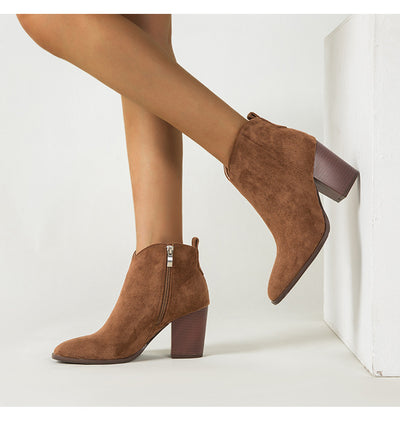 Botines de Gamuza con Tacón Grueso - Estilo Europeo Moderno para Mujer - Image 6